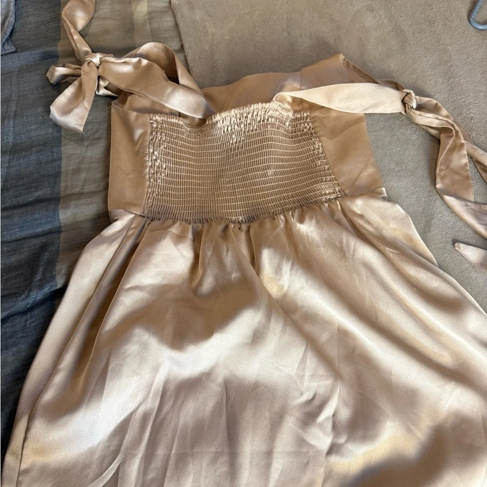 Show‎ Me Your Mumu Claire Champagne Luxe Satin Midi Dress Polyester Med